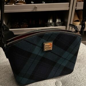 Dooney & Bourke Black and Green Plaid Crossbody Bag